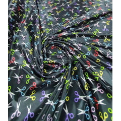 Cetim Estampado Tesouras