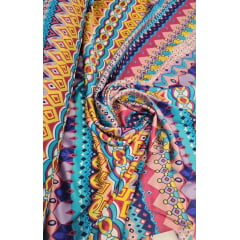 Cetim Mellow Estampado com Elastano Étnico