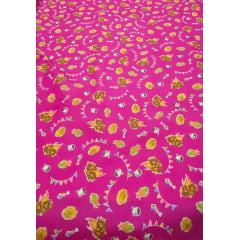 Chitão Estampada Festa Junina Fundo Rosa