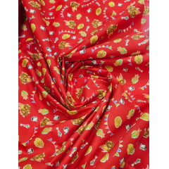 Chitão Estampada Festa Junina Fundo Vermelho