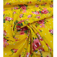 Chitão Estampado Fundo Amarelo 142B Chitão Estampado Fundo Amarelo 142B
