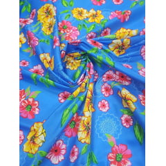 Chitão Estampado Fundo Azul com Mandalas 35C