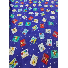 Chitão Estampado Fundo Azul Festa Junina