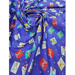 Chitão Estampado Fundo Azul Festa Junina