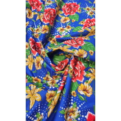 Chitão Estampado Fundo Azul Royal 51C