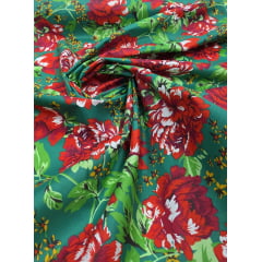 Chitão Estampado Fundo Verde 144C Chitão Estampado Fundo Verde 144C