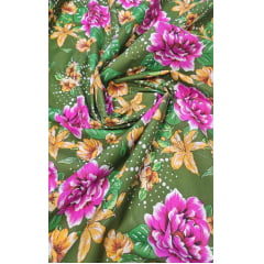 Chitão Estampado Fundo Verde Oliva 51B