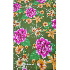 Chitão Estampado Fundo Verde Oliva 51B