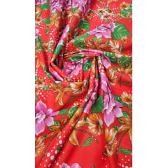 Chitão Estampado Fundo Vermelho 51A