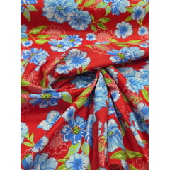 Chitão Estampado Fundo Vermelho com Mandalas Chitão Estampado Fundo Vermelho com Mandalas