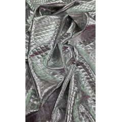 Couro Matelassê Prata Brilhante