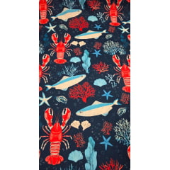 Crepe Duna Digital Fundo do Mar Azul Marinho