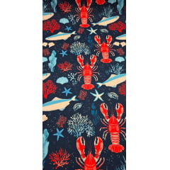 Crepe Duna Digital Fundo do Mar Azul Marinho