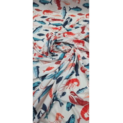 Crepe Duna Digital Fundo do Mar Creme