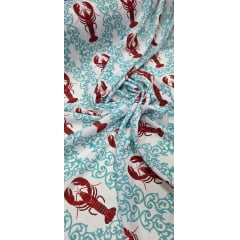 Crepe Duna Digital Lagostas com Arabescos