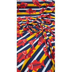 Crepe Duna Digital Peixes Listrados