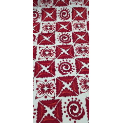 Crepe Duna Sarjado Digital África Vermelho e Branco