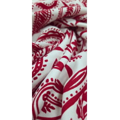 Crepe Duna Sarjado Digital Cachemire Vermelho