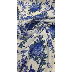 Crepe Duna Sarjado Digital Floral Porcelana