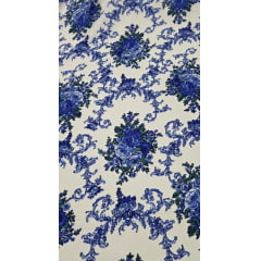 Crepe Duna Sarjado Digital Floral Porcelana