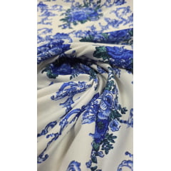 Crepe Duna Sarjado Digital Floral Porcelana