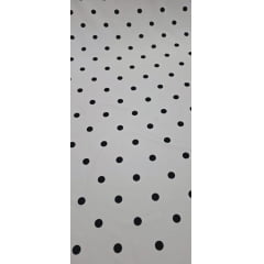 Crepe Duna Sarjado Digital Poá Preto Fundo Off White