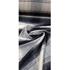 Flanela Sarjada Pesada Preto e Branco  Renaux 100% Algodão
