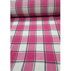Flanela Xadrez Mista Pesada Rosa com Branco