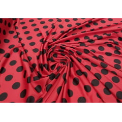 Malha Helanca Estampada Vermelho Bola Preta (Ladybug)