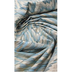 Jacquard Gobelem de Viscose Tipo Chevron Azul 