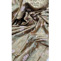 Jacquard Gobelem de Viscose Verde Oliva Floral