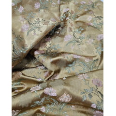 Jacquard Gobelem de Viscose Verde Oliva Floral