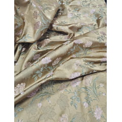 Jacquard Gobelem de Viscose Verde Oliva Floral