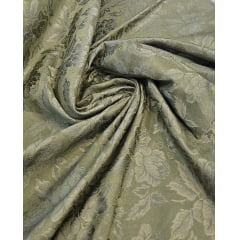 Jacquard Gobelem de Viscose Verde Oliva Floral 02