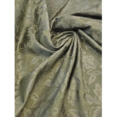 Jacquard Gobelem de Viscose Verde Oliva Floral 02