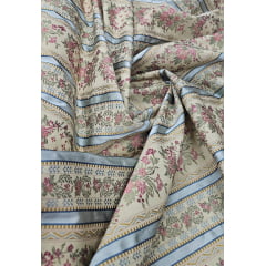 Jacquard Gobelem Pesado Floral Com Listras Prata