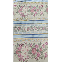 Jacquard Gobelem Pesado Floral Com Listras Prata