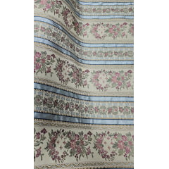 Jacquard Gobelem Pesado Floral Com Listras Prata