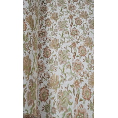 Jacquard Gobelem Pesado Floral Marrom com Verde