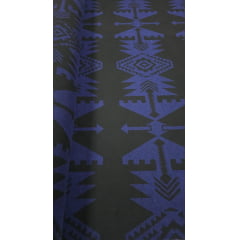 Lã Batida Pesada Étnico Preto e Azul
