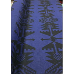 Lã Batida Pesada Étnico Preto e Azul