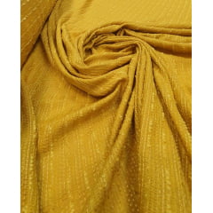 Tweed Indian Amarelo Mostarda com Fio Metálico Dourado