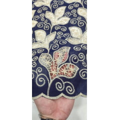 Layse Richelieu Bicolor African Azul Marinho e Kaki