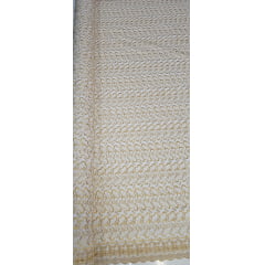 Layse Austríaca Branca  Bordada com Fio Metálico Dourado 