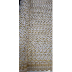 Layse Austríaca Branca  Bordada com Fio Metálico Dourado 