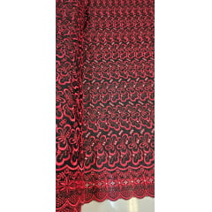Layse Austríaca Fundo Preto Bordada com Vermelho