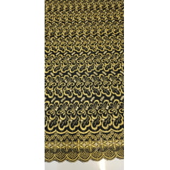 Layse Austríaca Preto Bordada com Fio Metálico Dourado  