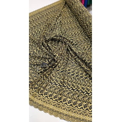 Layse Austríaca Preto Bordada com Fio Metálico Dourado  
