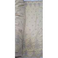 Layse Barrada dos 2 Lados Bicolor Fundo Amarelo e Bordado Kaki  