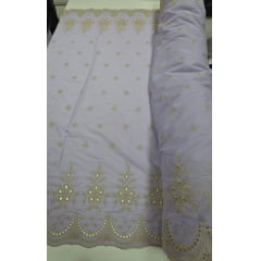 Layse Barrada dos 2 Lados Bicolor Fundo Lilás e Bordado Kaki   